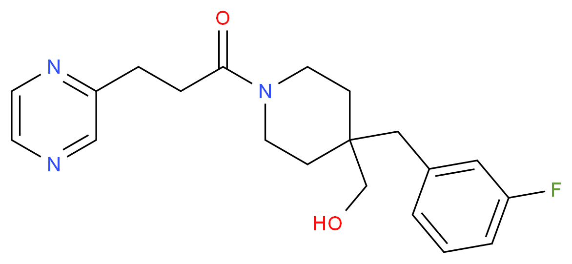{4-(3-fluorobenzyl)-1-[3-(2-pyrazinyl)propanoyl]-4-piperidinyl}methanol_分子结构_CAS_)