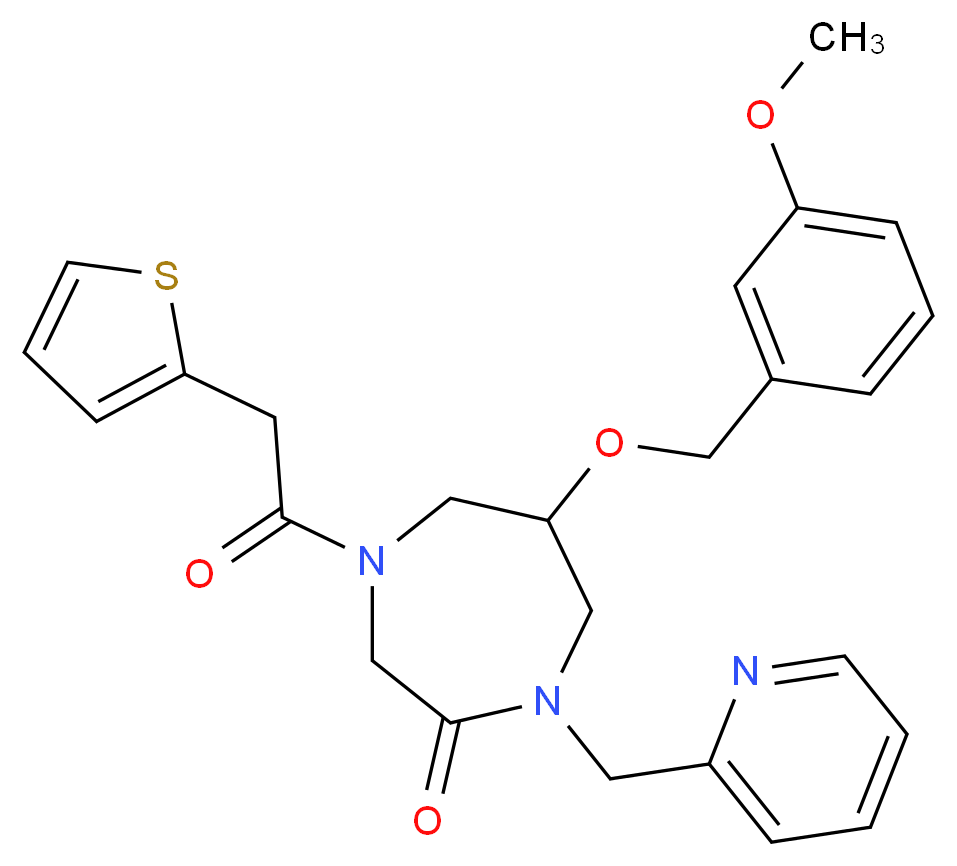 6-[(3-methoxybenzyl)oxy]-1-(2-pyridinylmethyl)-4-(2-thienylacetyl)-1,4-diazepan-2-one_分子结构_CAS_)