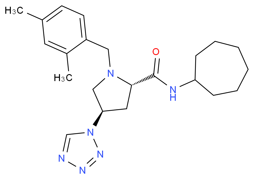 (4R)-N-cycloheptyl-1-(2,4-dimethylbenzyl)-4-(1H-tetrazol-1-yl)-L-prolinamide_分子结构_CAS_)