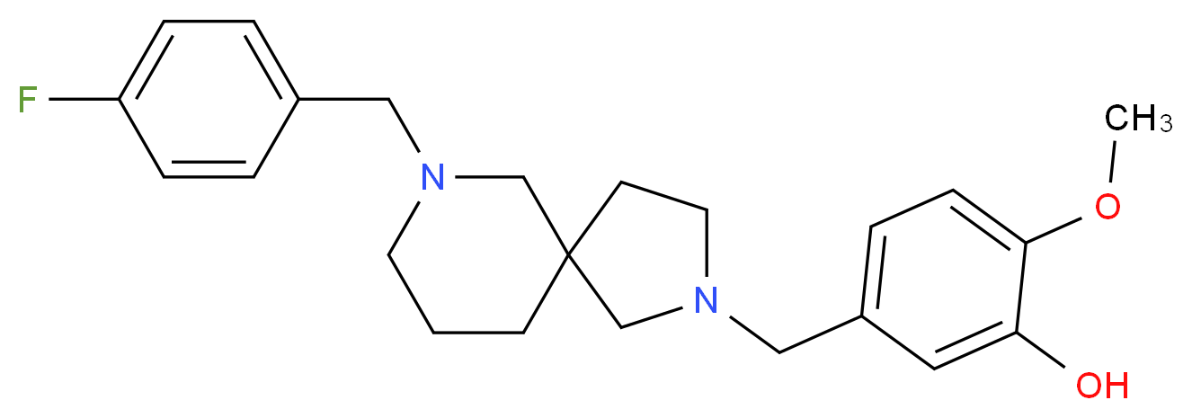 5-{[7-(4-fluorobenzyl)-2,7-diazaspiro[4.5]dec-2-yl]methyl}-2-methoxyphenol_分子结构_CAS_)