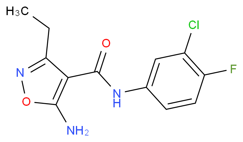 5-Amino-N-(3-chloro-4-fluorophenyl)-3-ethylisoxazole-4-carboxamide_分子结构_CAS_)