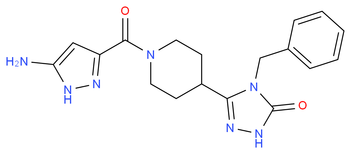 5-{1-[(5-amino-1H-pyrazol-3-yl)carbonyl]piperidin-4-yl}-4-benzyl-2,4-dihydro-3H-1,2,4-triazol-3-one_分子结构_CAS_)