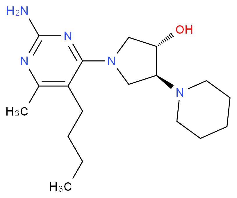 (3S*,4S*)-1-(2-amino-5-butyl-6-methylpyrimidin-4-yl)-4-piperidin-1-ylpyrrolidin-3-ol_分子结构_CAS_)