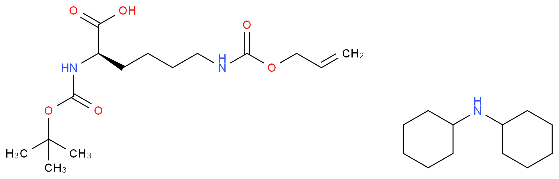 (2R)-2-{[(tert-butoxy)carbonyl]amino}-6-{[(prop-2-en-1-yloxy)carbonyl]amino}hexanoic acid; N-cyclohexylcyclohexanamine_分子结构_CAS_327156-94-5