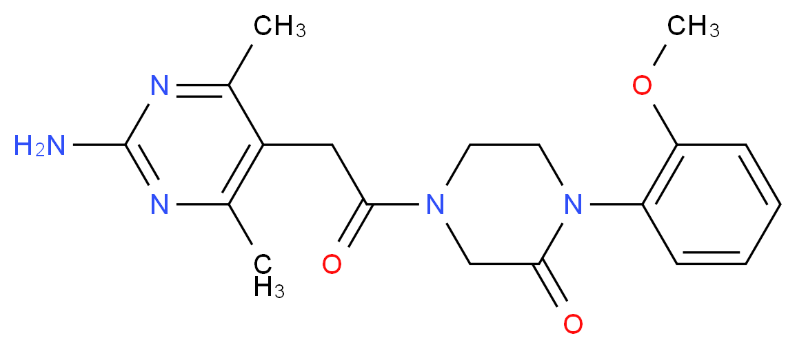 4-[(2-amino-4,6-dimethyl-5-pyrimidinyl)acetyl]-1-(2-methoxyphenyl)-2-piperazinone_分子结构_CAS_)