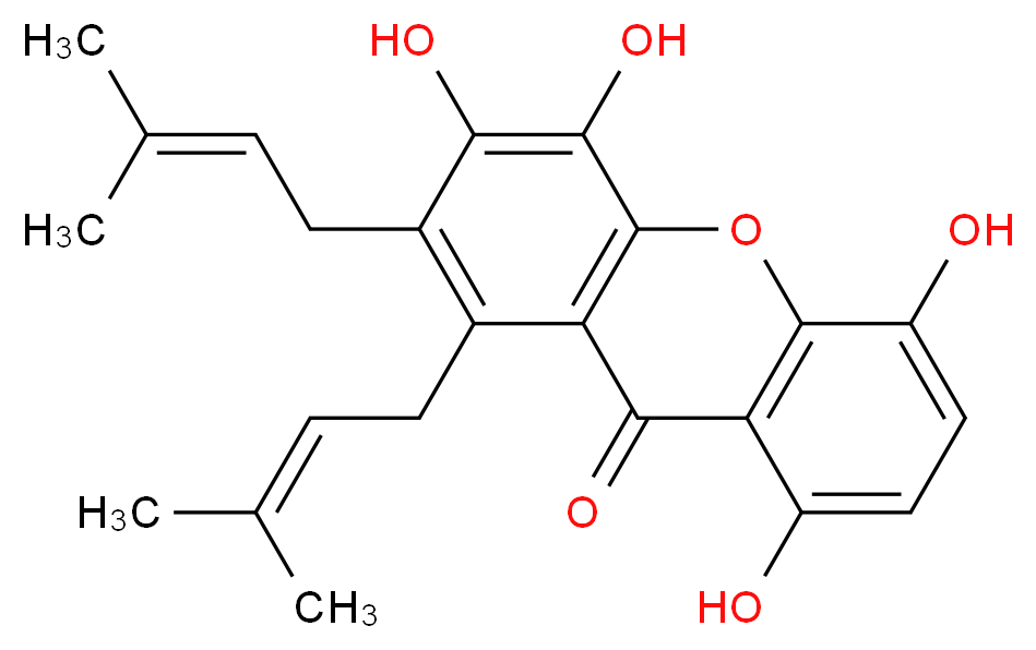 3,4,5,8-tetrahydroxy-1,2-bis(3-methylbut-2-en-1-yl)-9H-xanthen-9-one_分子结构_CAS_776325-66-7