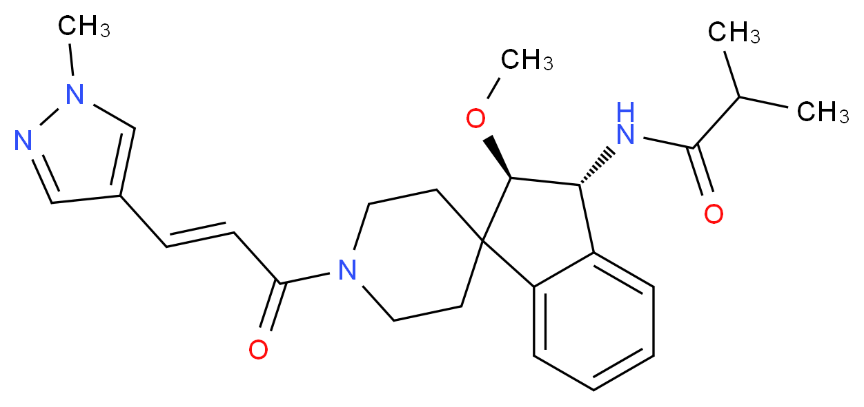 N-{(2R*,3R*)-2-methoxy-1'-[(2E)-3-(1-methyl-1H-pyrazol-4-yl)-2-propenoyl]-2,3-dihydrospiro[indene-1,4'-piperidin]-3-yl}-2-methylpropanamide_分子结构_CAS_)