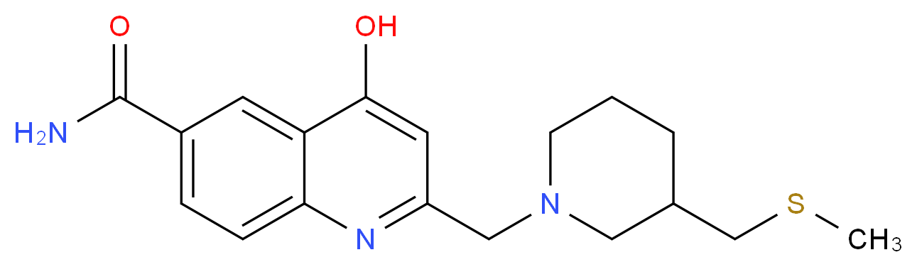 4-hydroxy-2-({3-[(methylthio)methyl]piperidin-1-yl}methyl)quinoline-6-carboxamide_分子结构_CAS_)