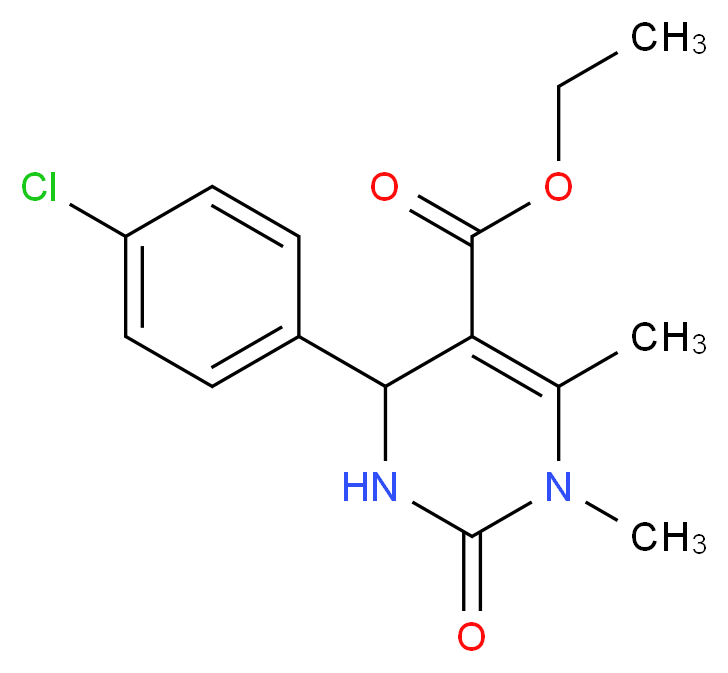 Ethyl 4-(4-chlorophenyl)-1,6-dimethyl-2-oxo-1,2,3,4-tetrahydro-5-pyrimidinecarboxylate_分子结构_CAS_)