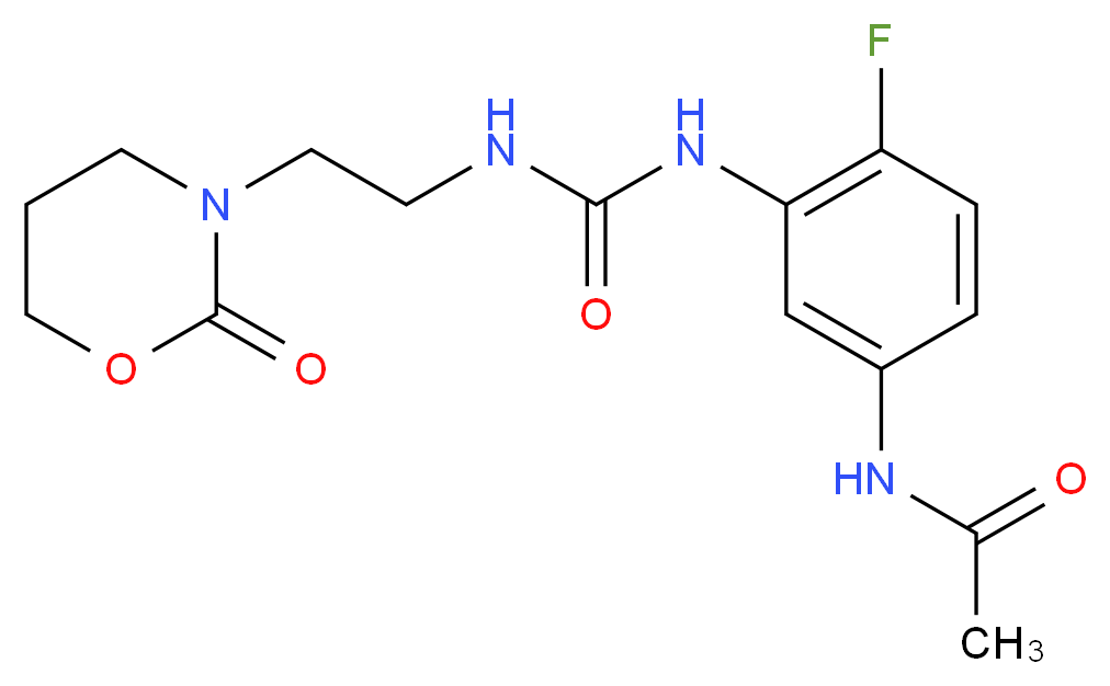 N-{4-fluoro-3-[({[2-(2-oxo-1,3-oxazinan-3-yl)ethyl]amino}carbonyl)amino]phenyl}acetamide_分子结构_CAS_)