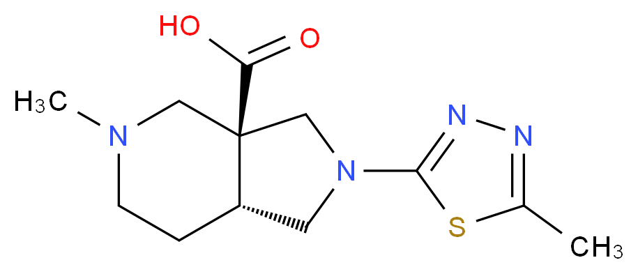 (3aS*,7aR*)-5-methyl-2-(5-methyl-1,3,4-thiadiazol-2-yl)octahydro-3aH-pyrrolo[3,4-c]pyridine-3a-carboxylic acid_分子结构_CAS_)