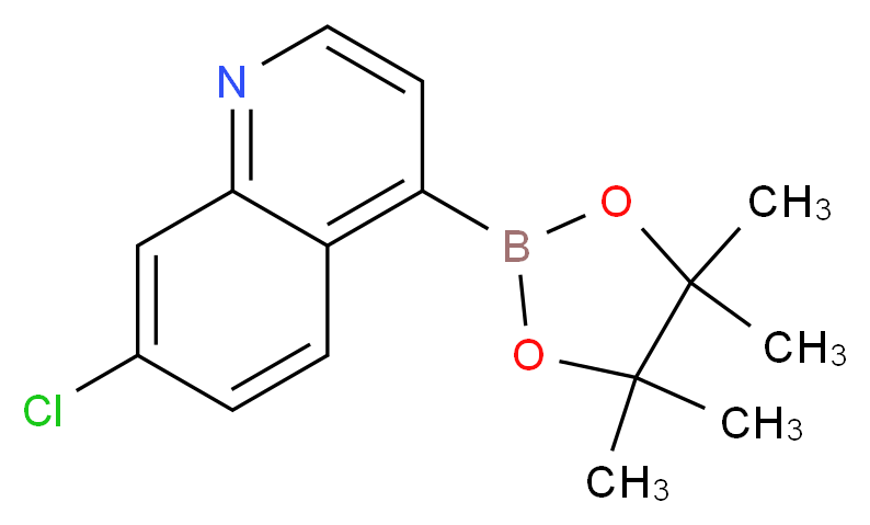 7-chloro-4-(tetramethyl-1,3,2-dioxaborolan-2-yl)quinoline_分子结构_CAS_871125-83-6