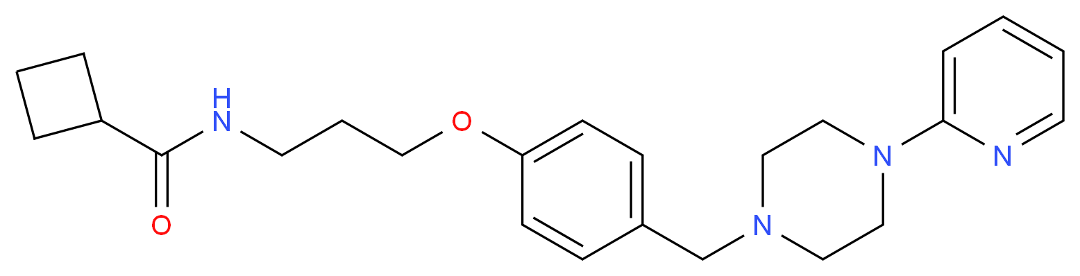 N-[3-(4-{[4-(2-pyridinyl)-1-piperazinyl]methyl}phenoxy)propyl]cyclobutanecarboxamide_分子结构_CAS_)