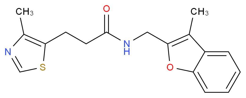 N-[(3-methyl-1-benzofuran-2-yl)methyl]-3-(4-methyl-1,3-thiazol-5-yl)propanamide_分子结构_CAS_)