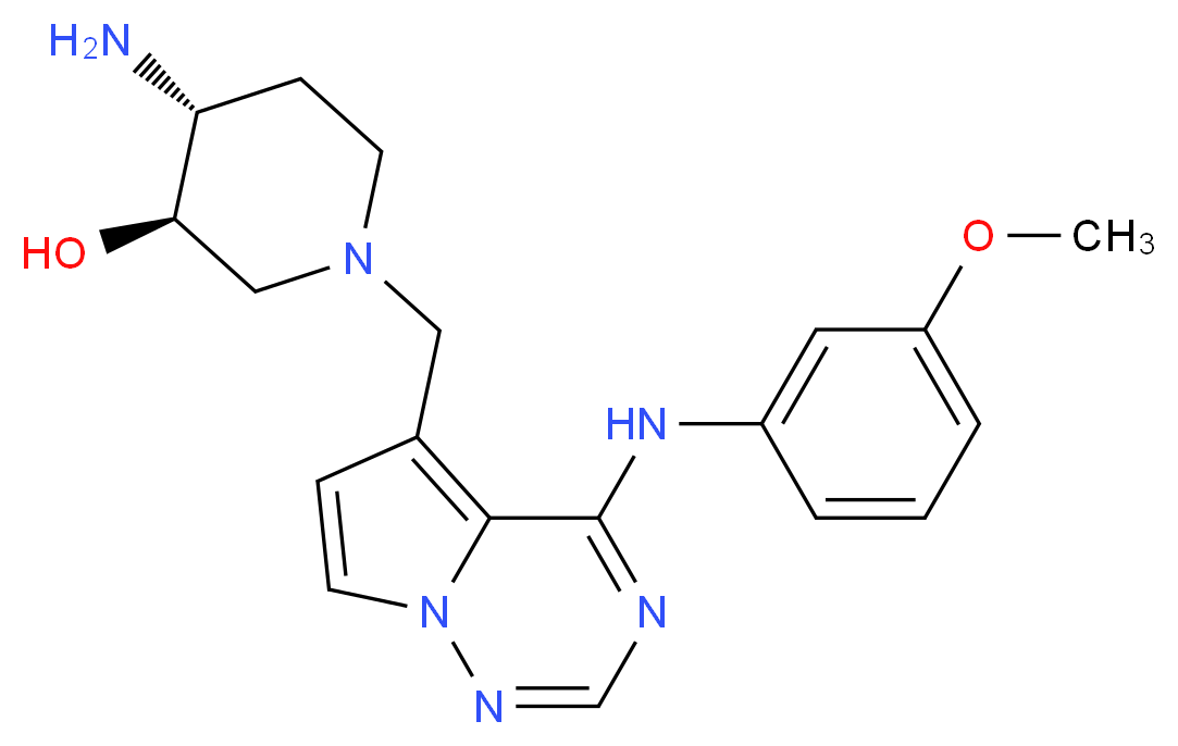 (3R,4R)-4-Amino-1-[[4-[(3-methoxyphenyl)amino]pyrrolo-[2,1-f][1,2,4]triazin-5-yl]methyl]piperidin-3-ol_分子结构_CAS_859853-30-8)