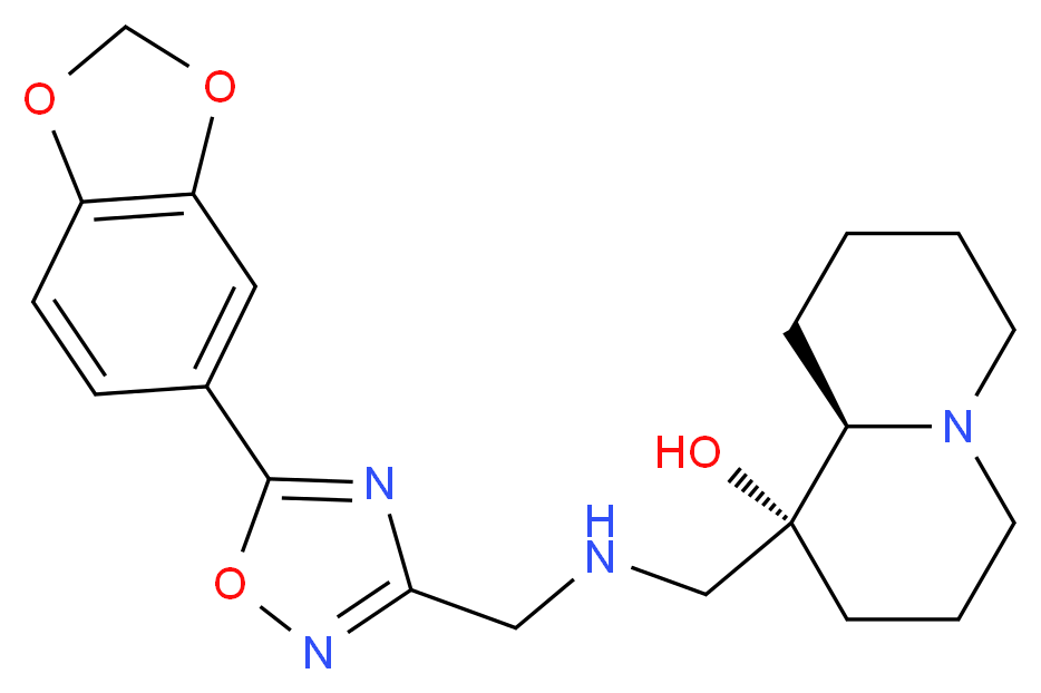 (1R,9aR)-1-[({[5-(1,3-benzodioxol-5-yl)-1,2,4-oxadiazol-3-yl]methyl}amino)methyl]octahydro-2H-quinolizin-1-ol_分子结构_CAS_)