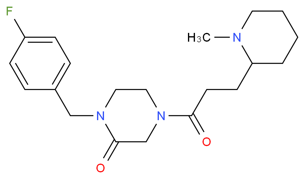 1-(4-fluorobenzyl)-4-[3-(1-methyl-2-piperidinyl)propanoyl]-2-piperazinone_分子结构_CAS_)