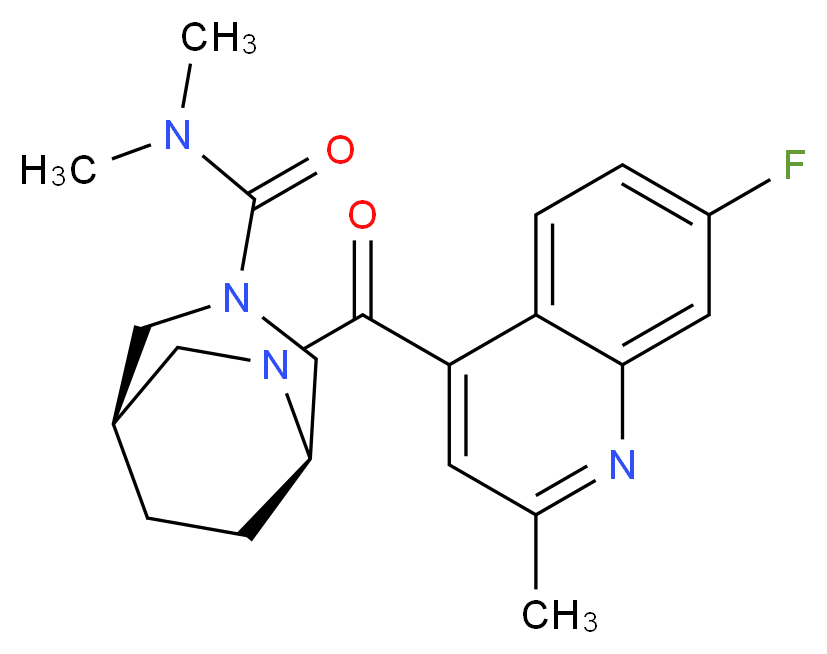 (1R*,5R*)-6-[(7-fluoro-2-methylquinolin-4-yl)carbonyl]-N,N-dimethyl-3,6-diazabicyclo[3.2.2]nonane-3-carboxamide_分子结构_CAS_)