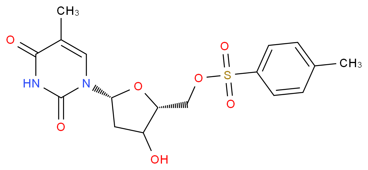 [(2R,5R)-3-hydroxy-5-(5-methyl-2,4-dioxo-1,2,3,4-tetrahydropyrimidin-1-yl)oxolan-2-yl]methyl 4-methylbenzene-1-sulfonate_分子结构_CAS_7253-19-2