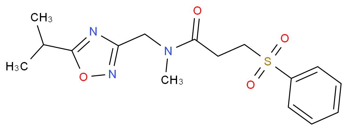 N-[(5-isopropyl-1,2,4-oxadiazol-3-yl)methyl]-N-methyl-3-(phenylsulfonyl)propanamide_分子结构_CAS_)