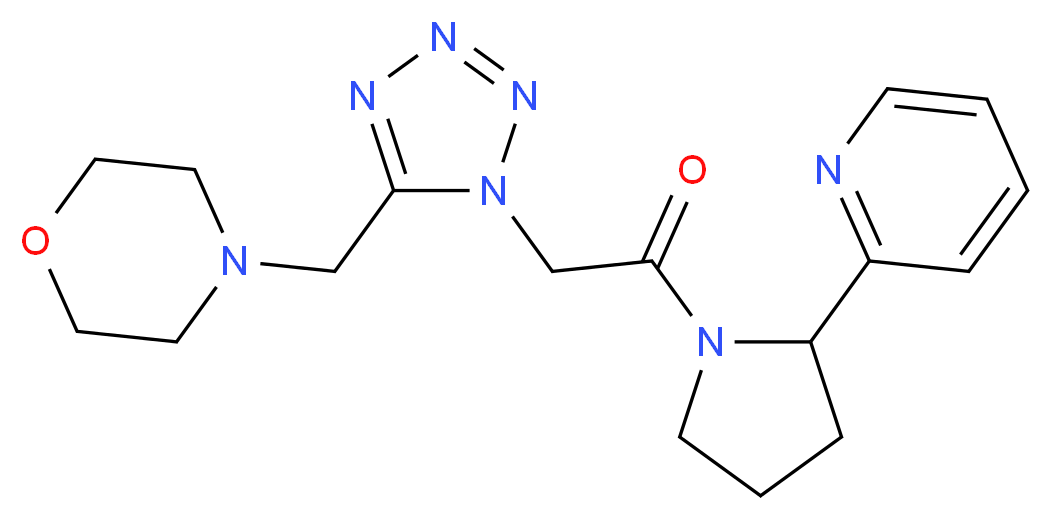 4-({1-[2-oxo-2-(2-pyridin-2-ylpyrrolidin-1-yl)ethyl]-1H-tetrazol-5-yl}methyl)morpholine_分子结构_CAS_)