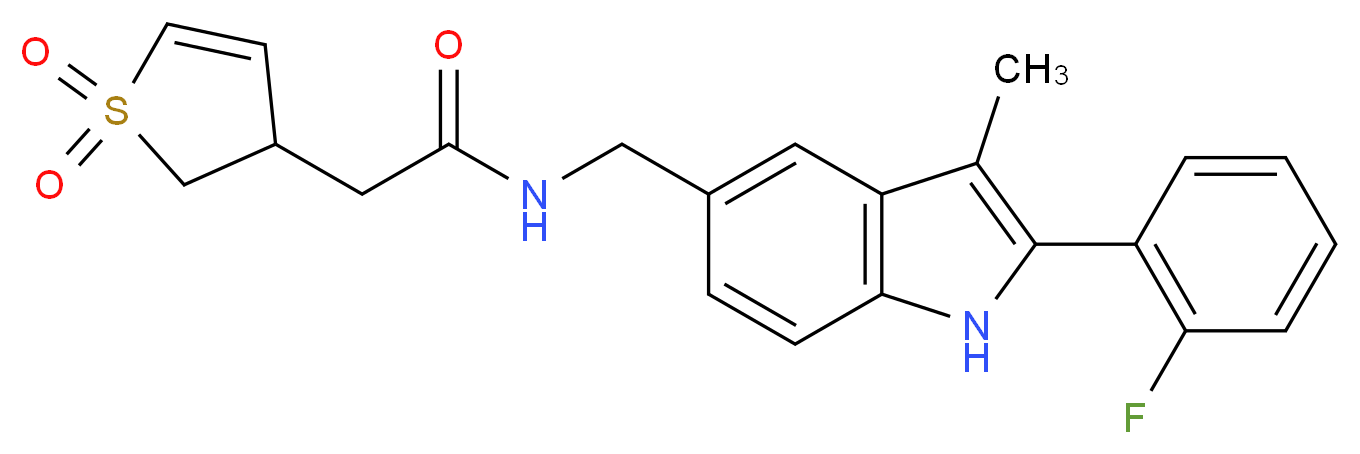 2-(1,1-dioxido-2,3-dihydro-3-thienyl)-N-{[2-(2-fluorophenyl)-3-methyl-1H-indol-5-yl]methyl}acetamide_分子结构_CAS_)