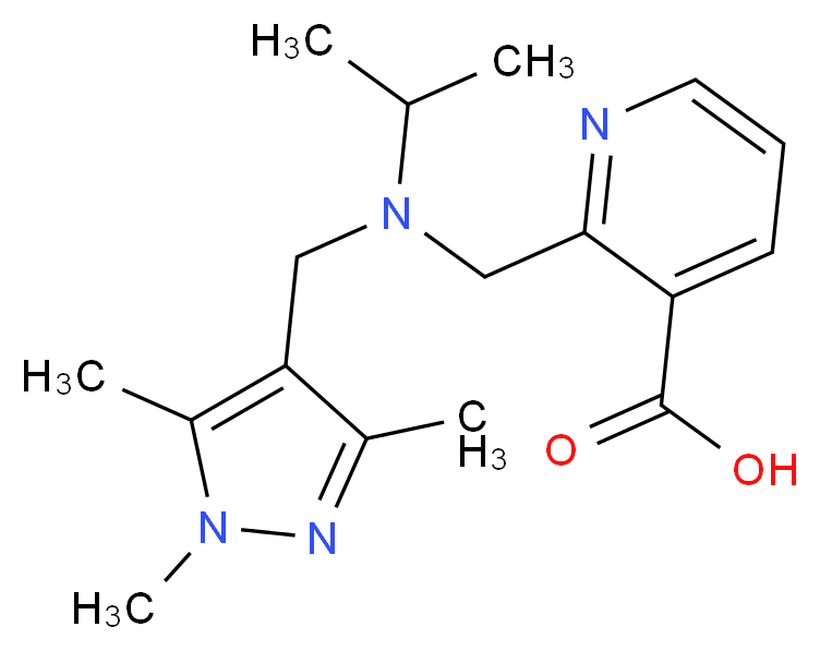 2-({isopropyl[(1,3,5-trimethyl-1H-pyrazol-4-yl)methyl]amino}methyl)nicotinic acid_分子结构_CAS_)