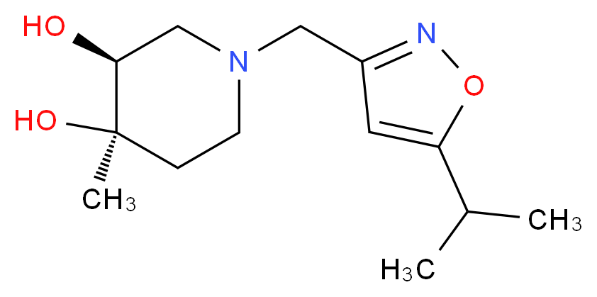(3S*,4R*)-1-[(5-isopropylisoxazol-3-yl)methyl]-4-methylpiperidine-3,4-diol_分子结构_CAS_)