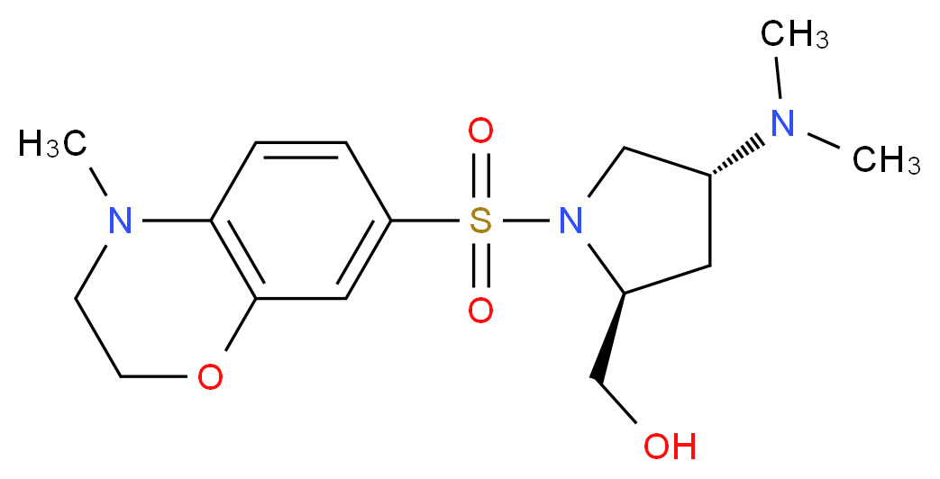 {(2S,4R)-4-(dimethylamino)-1-[(4-methyl-3,4-dihydro-2H-1,4-benzoxazin-7-yl)sulfonyl]pyrrolidin-2-yl}methanol_分子结构_CAS_)
