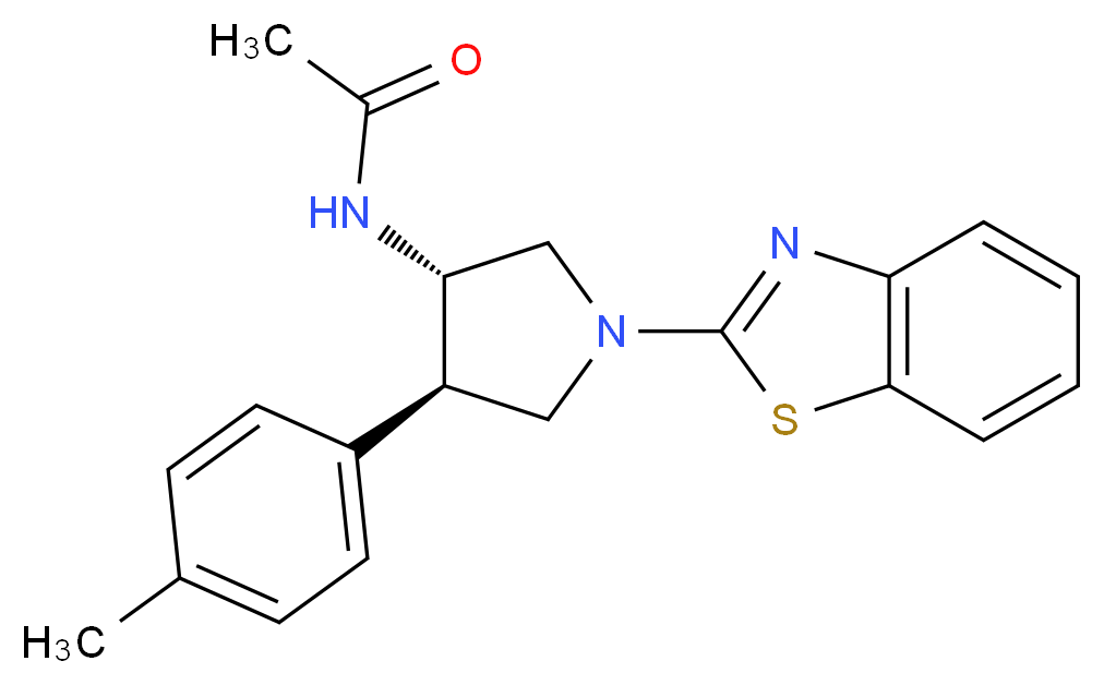 N-[(3S*,4R*)-1-(1,3-benzothiazol-2-yl)-4-(4-methylphenyl)-3-pyrrolidinyl]acetamide_分子结构_CAS_)