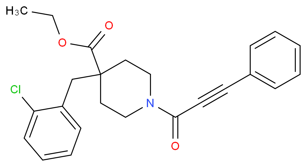 ethyl 4-(2-chlorobenzyl)-1-(3-phenyl-2-propynoyl)-4-piperidinecarboxylate_分子结构_CAS_)