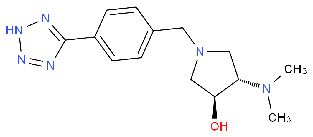 (3S*,4S*)-4-(dimethylamino)-1-[4-(2H-tetrazol-5-yl)benzyl]pyrrolidin-3-ol_分子结构_CAS_)