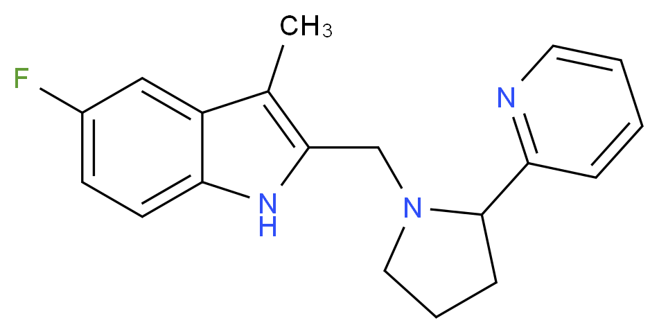 5-fluoro-3-methyl-2-{[2-(2-pyridinyl)-1-pyrrolidinyl]methyl}-1H-indole_分子结构_CAS_)