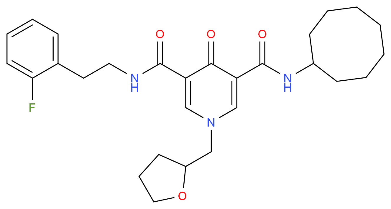 N-cyclooctyl-N'-[2-(2-fluorophenyl)ethyl]-4-oxo-1-(tetrahydro-2-furanylmethyl)-1,4-dihydro-3,5-pyridinedicarboxamide_分子结构_CAS_)