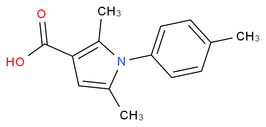 2,5-dimethyl-1-(4-methylphenyl)-1H-pyrrole-3-carboxylic acid_分子结构_CAS_3807-57-6