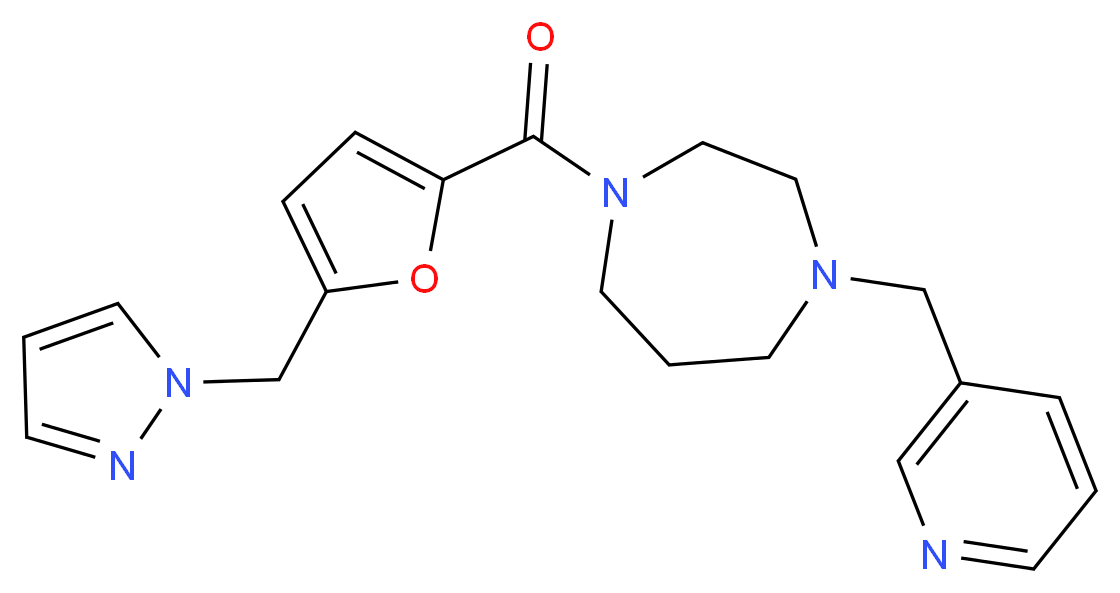 1-[5-(1H-pyrazol-1-ylmethyl)-2-furoyl]-4-(3-pyridinylmethyl)-1,4-diazepane_分子结构_CAS_)