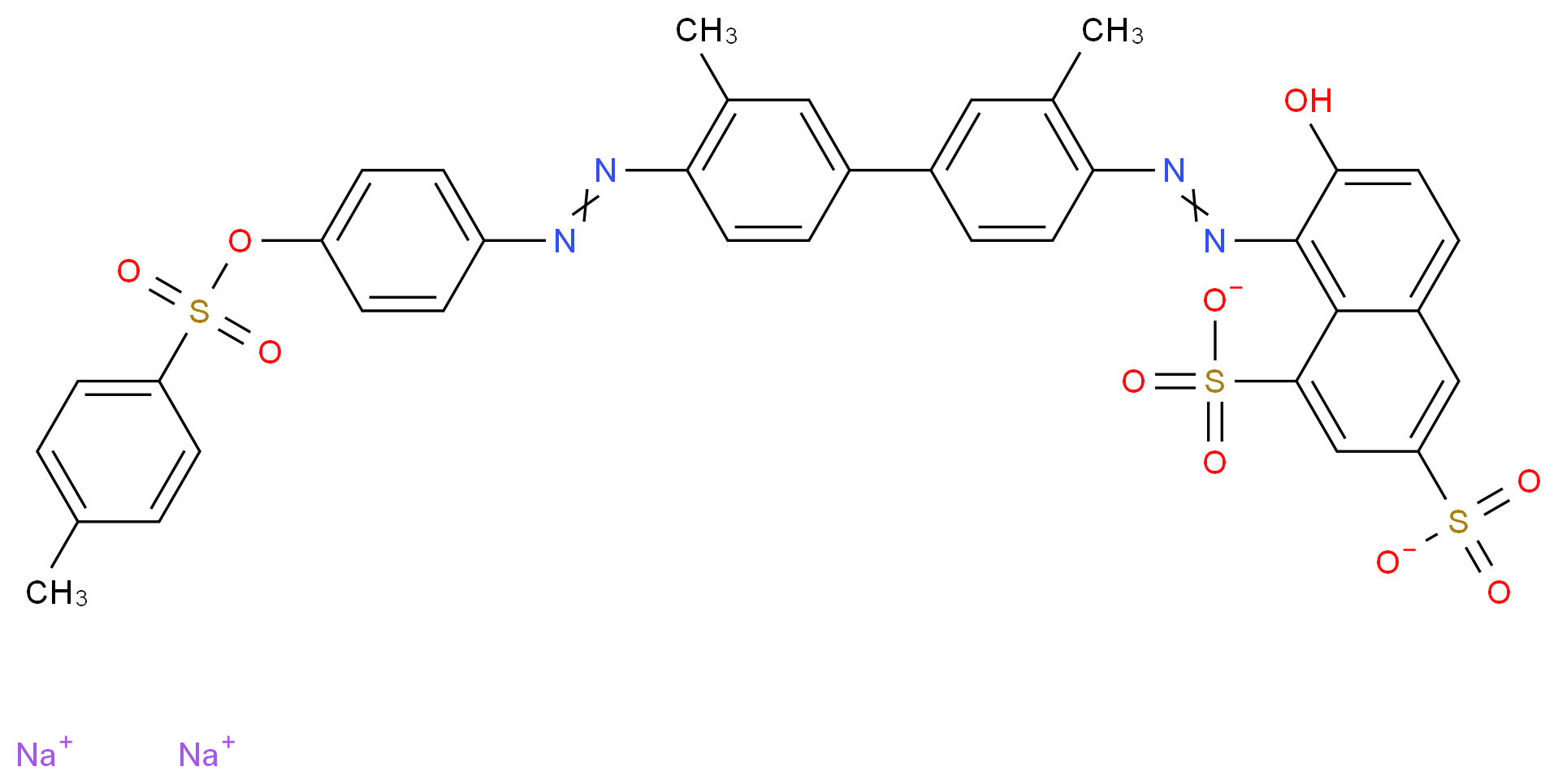 disodium 7-hydroxy-8-(2-{2-methyl-4-[3-methyl-4-(2-{4-[(4-methylbenzenesulfonyl)oxy]phenyl}diazen-1-yl)phenyl]phenyl}diazen-1-yl)naphthalene-1,3-disulfonate_分子结构_CAS_6459-94-5