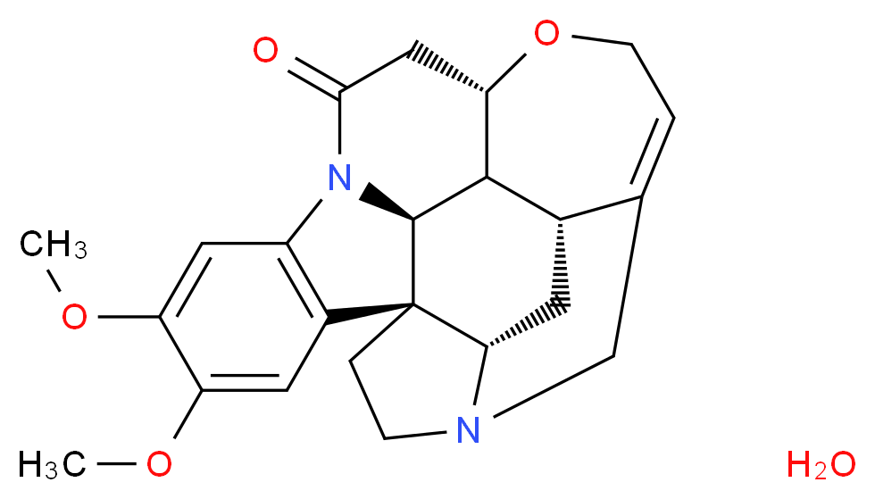 (1R,11S,18S,20R,21R,22S)-4,5-dimethoxy-12-oxa-8,17-diazaheptacyclo[15.5.2.0<sup>1</sup>,<sup>1</sup><sup>8</sup>.0<sup>2</sup>,<sup>7</sup>.0<sup>8</sup>,<sup>2</sup><sup>2</sup>.0<sup>1</sup><sup>1</sup>,<sup>2</sup><sup>1</sup>.0<sup>1</sup><sup>5</sup>,<sup>2</sup><sup>0</sup>]tetracosa-2(7),3,5,14-tetraen-9-one hydrate_分子结构_CAS_5892-11-5