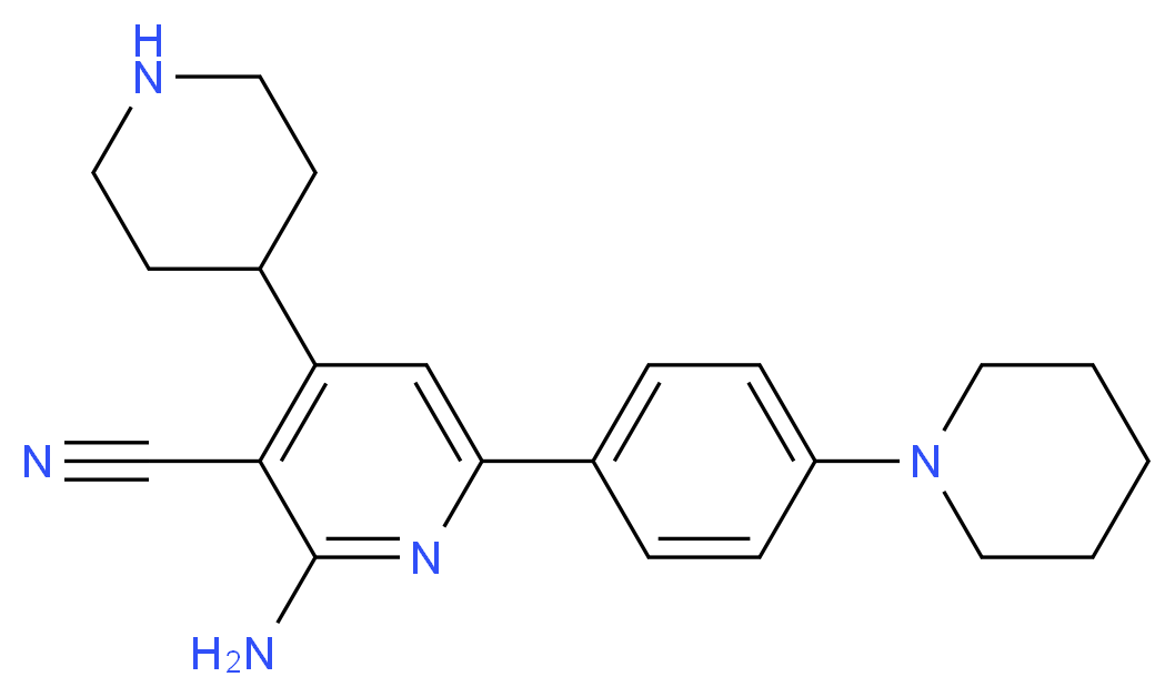 2-amino-4-piperidin-4-yl-6-(4-piperidin-1-ylphenyl)nicotinonitrile_分子结构_CAS_)
