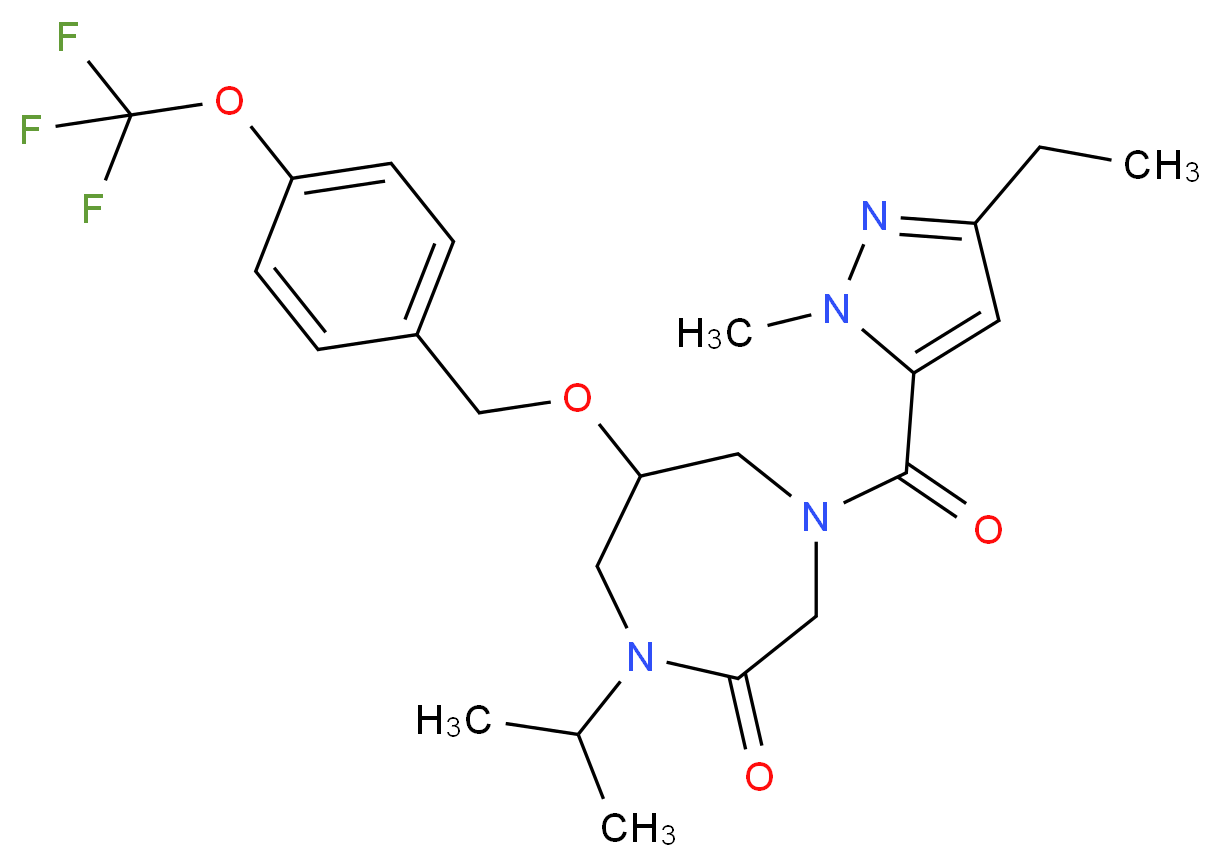 4-[(3-ethyl-1-methyl-1H-pyrazol-5-yl)carbonyl]-1-isopropyl-6-{[4-(trifluoromethoxy)benzyl]oxy}-1,4-diazepan-2-one_分子结构_CAS_)