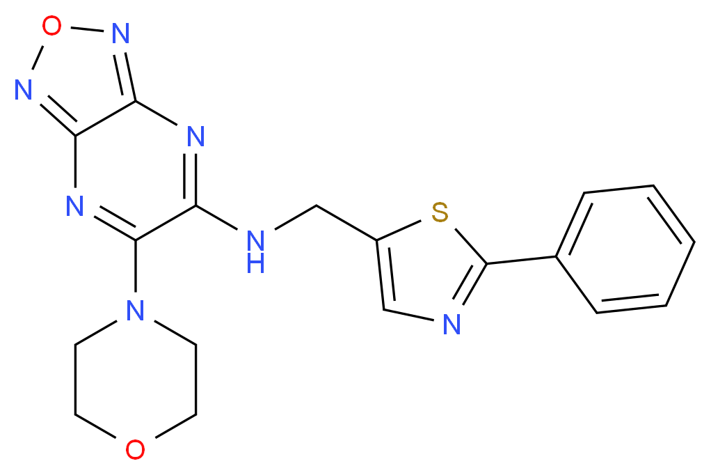 6-(4-morpholinyl)-N-[(2-phenyl-1,3-thiazol-5-yl)methyl][1,2,5]oxadiazolo[3,4-b]pyrazin-5-amine_分子结构_CAS_)