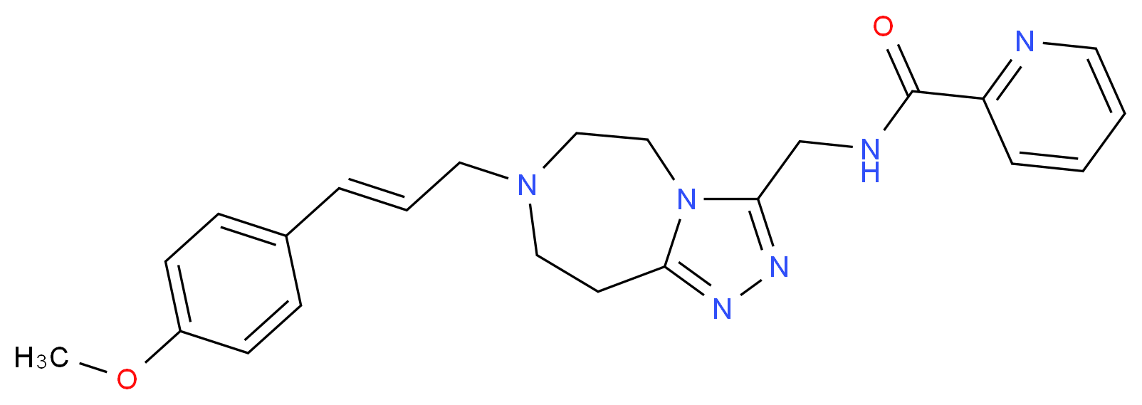 N-({7-[(2E)-3-(4-methoxyphenyl)-2-propen-1-yl]-6,7,8,9-tetrahydro-5H-[1,2,4]triazolo[4,3-d][1,4]diazepin-3-yl}methyl)-2-pyridinecarboxamide_分子结构_CAS_)