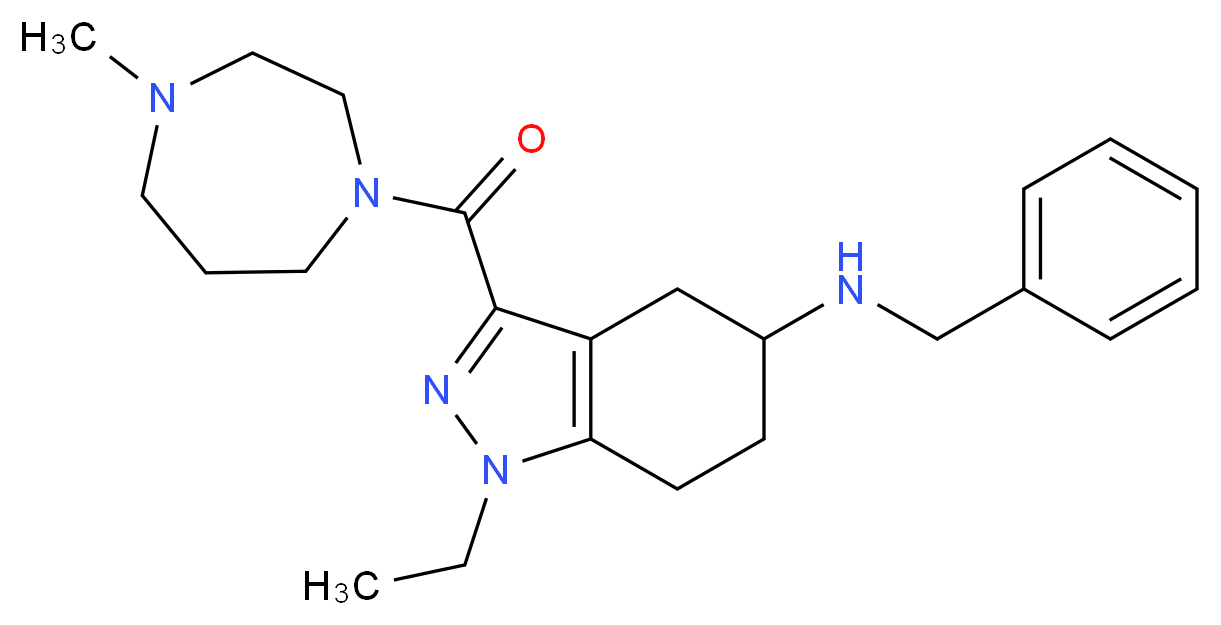 N-benzyl-1-ethyl-3-[(4-methyl-1,4-diazepan-1-yl)carbonyl]-4,5,6,7-tetrahydro-1H-indazol-5-amine_分子结构_CAS_)