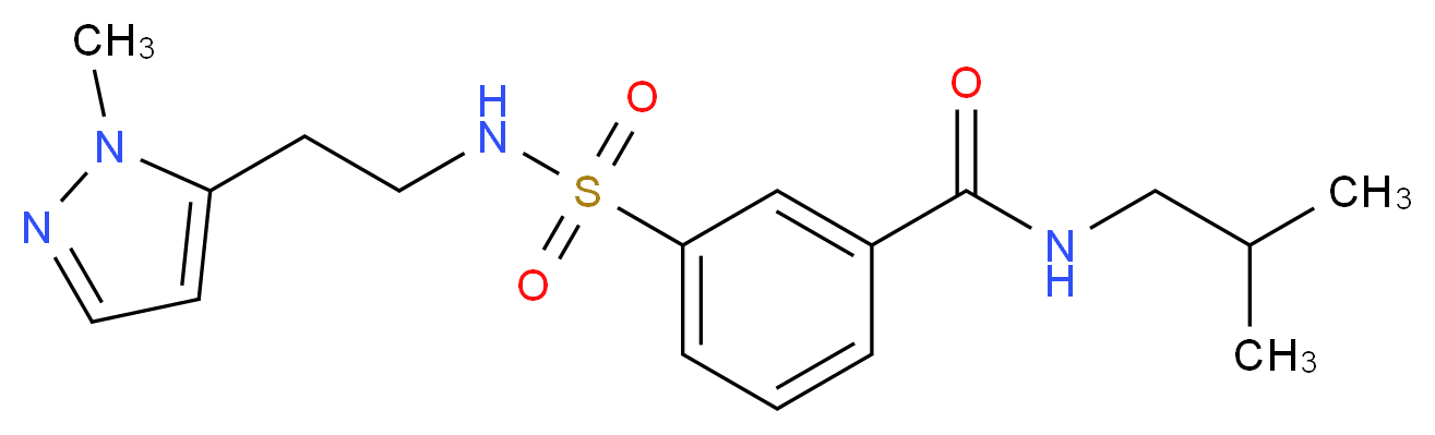 N-isobutyl-3-({[2-(1-methyl-1H-pyrazol-5-yl)ethyl]amino}sulfonyl)benzamide_分子结构_CAS_)