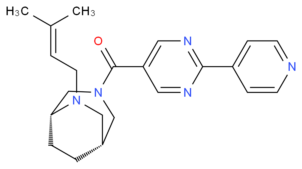 (1R*,5R*)-6-(3-methyl-2-buten-1-yl)-3-{[2-(4-pyridinyl)-5-pyrimidinyl]carbonyl}-3,6-diazabicyclo[3.2.2]nonane_分子结构_CAS_)