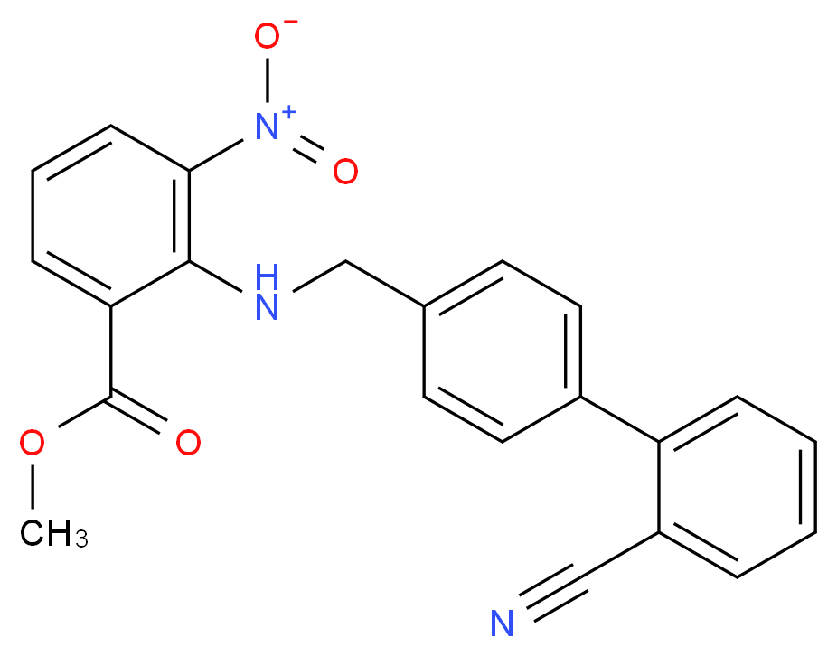 methyl 2-({[4-(2-cyanophenyl)phenyl]methyl}amino)-3-nitrobenzoate_分子结构_CAS_139481-28-0