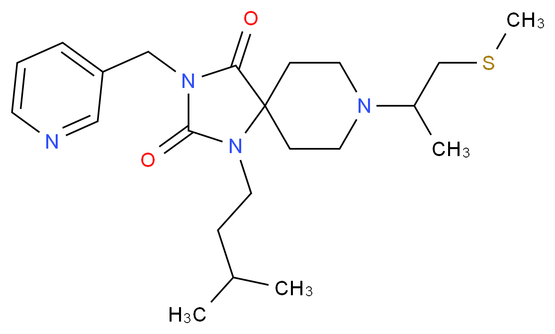 1-(3-methylbutyl)-8-[1-methyl-2-(methylthio)ethyl]-3-(3-pyridinylmethyl)-1,3,8-triazaspiro[4.5]decane-2,4-dione_分子结构_CAS_)
