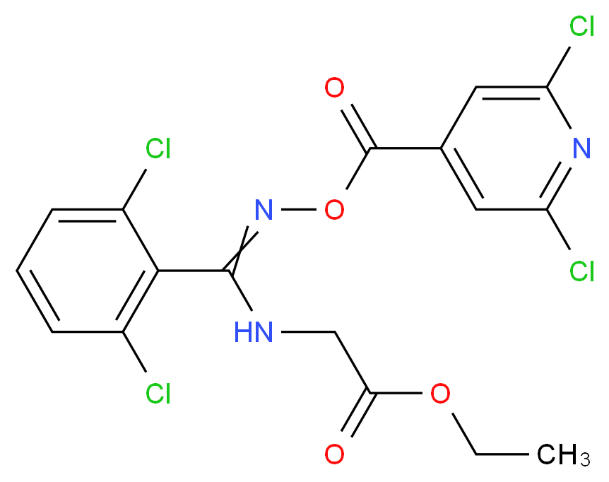 ethyl 2-{[{[(2,6-dichloroisonicotinoyl)oxy]imino}(2,6-dichlorophenyl)methyl]amino}acetate_分子结构_CAS_)