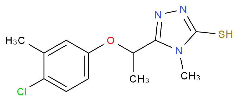 5-[1-(4-Chloro-3-methylphenoxy)ethyl]-4-methyl-4H-1,2,4-triazole-3-thiol_分子结构_CAS_724749-60-4)