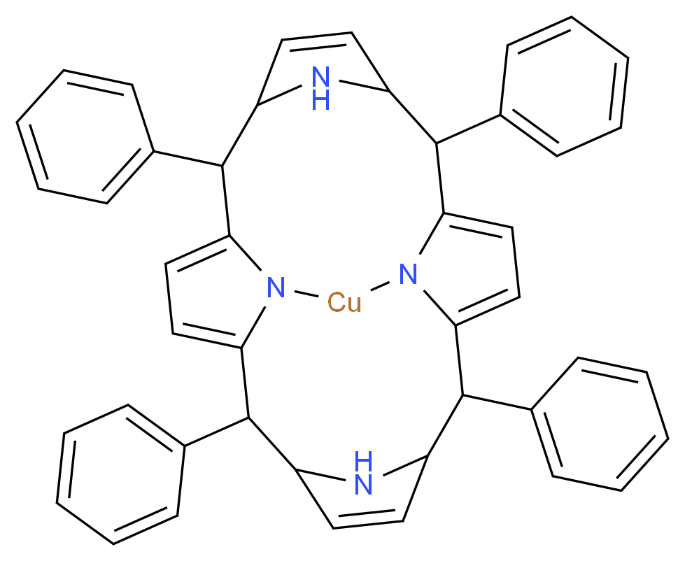 2,7,12,17-tetraphenyl-21,23,24,25-tetraaza-22-cuprahexacyclo[9.9.3.1<sup>3</sup>,<sup>6</sup>.1<sup>1</sup><sup>3</sup>,<sup>1</sup><sup>6</sup>.0<sup>8</sup>,<sup>2</sup><sup>3</sup>.0<sup>1</sup><sup>8</sup>,<sup>2</sup><sup>1</sup>]pentacosa-1(20),4,8,10,14,18-hexaene_分子结构_CAS_14172-91-9